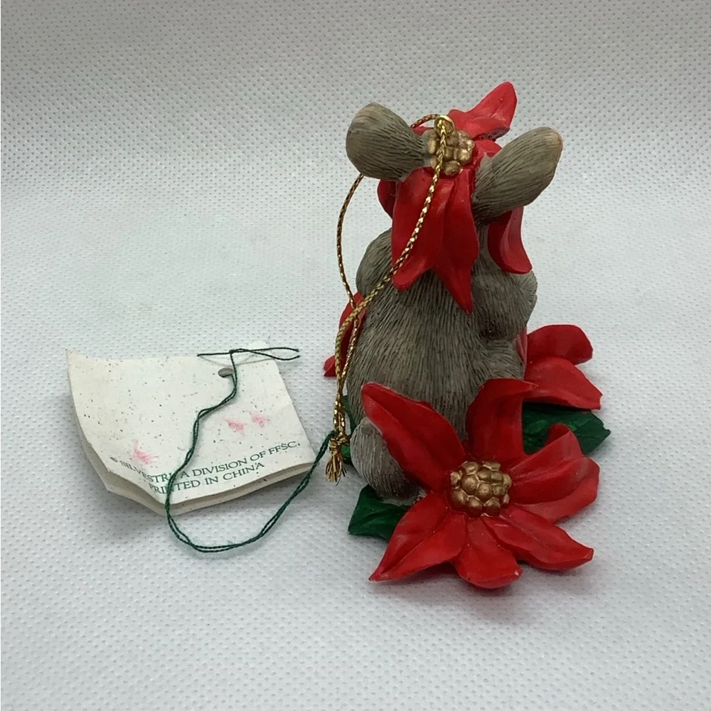 Vintage Charming Tails Ornament Dean Griff Christmas Flower Bunny Rabbit Hanging